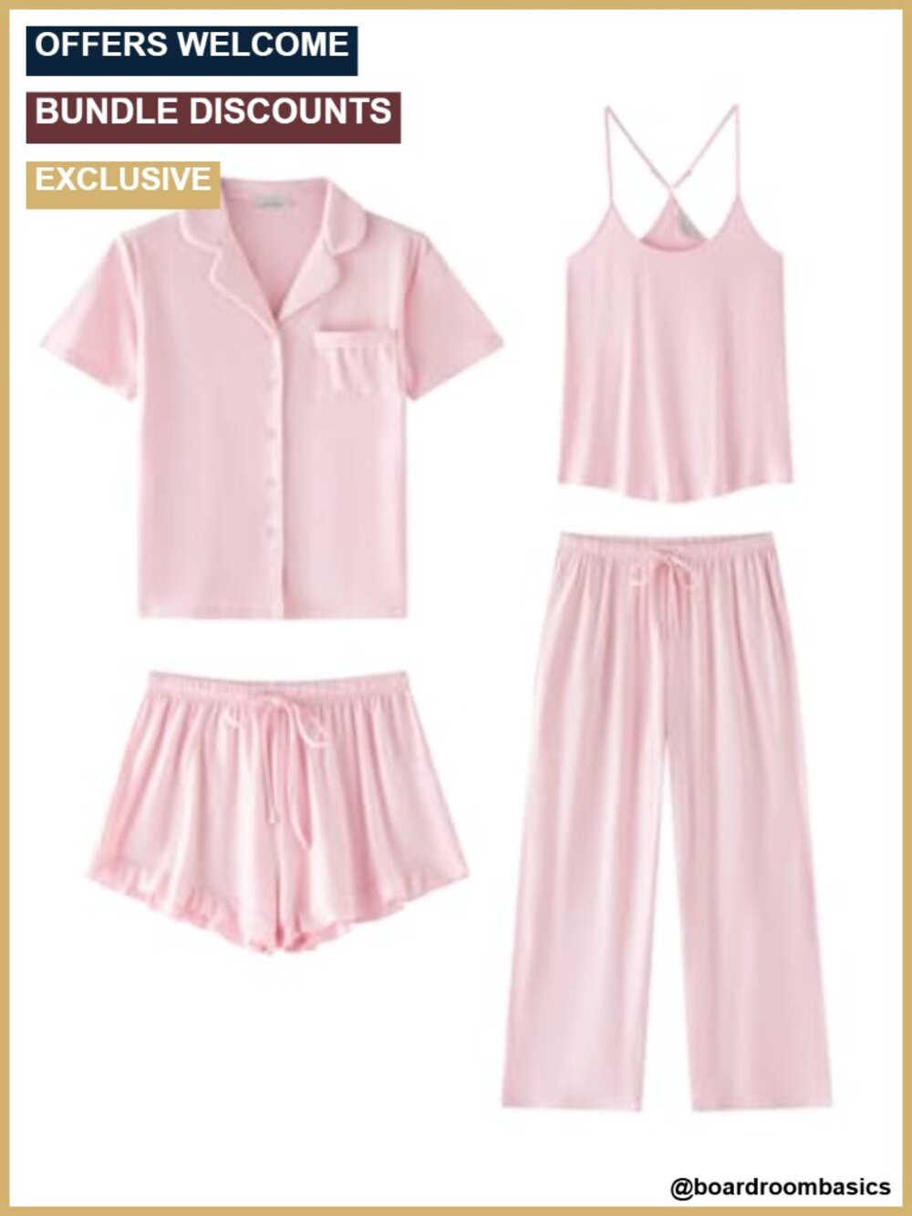 Women's 4 Piece Soft Pajama Set Ruffle Shorts Cami Top Lounge Sleepwear